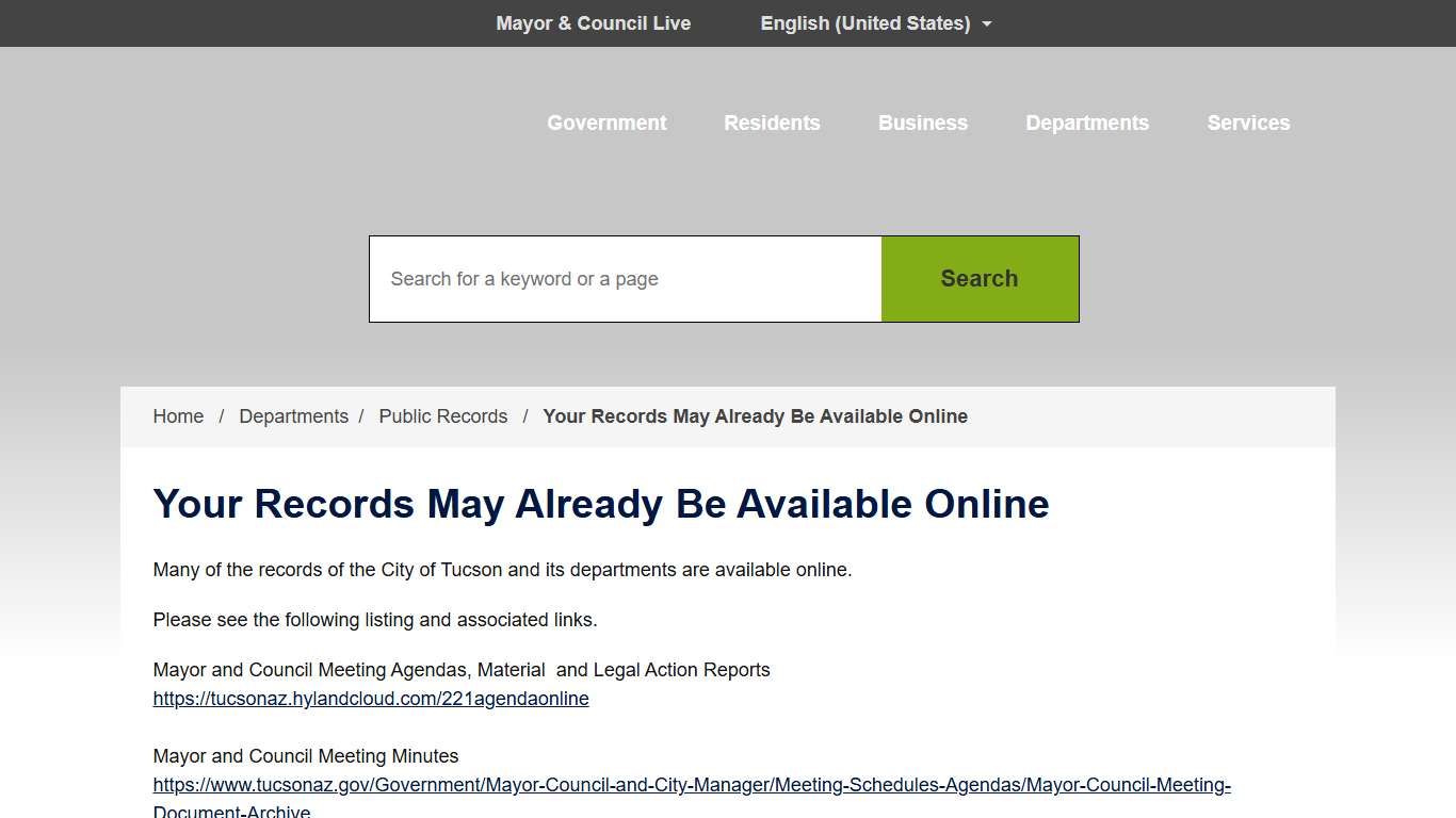 Your Records May Already Be Available Online City of Tucson